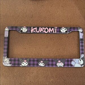 Kuromi Purple Plaid License Plate Frame - Kuromi Character Design